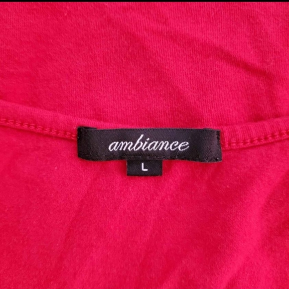 Ambiance Red Bodycon Cut-out Shoulder Blouse Top/ Jr. L - Picture 5 of 5